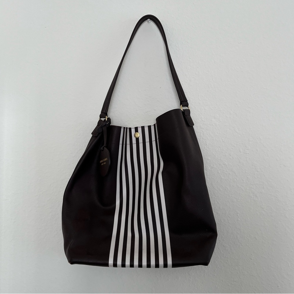 Henri Bendel Pebbled Leather Shoulder Bag Brown